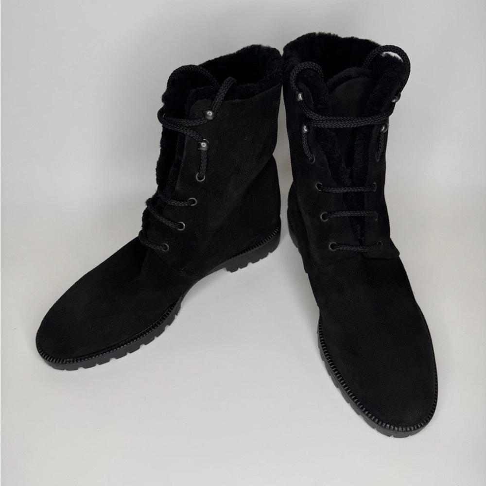 Bottega Veneta Black Suede Ankle Boots Fur Lined size 35 NWOT